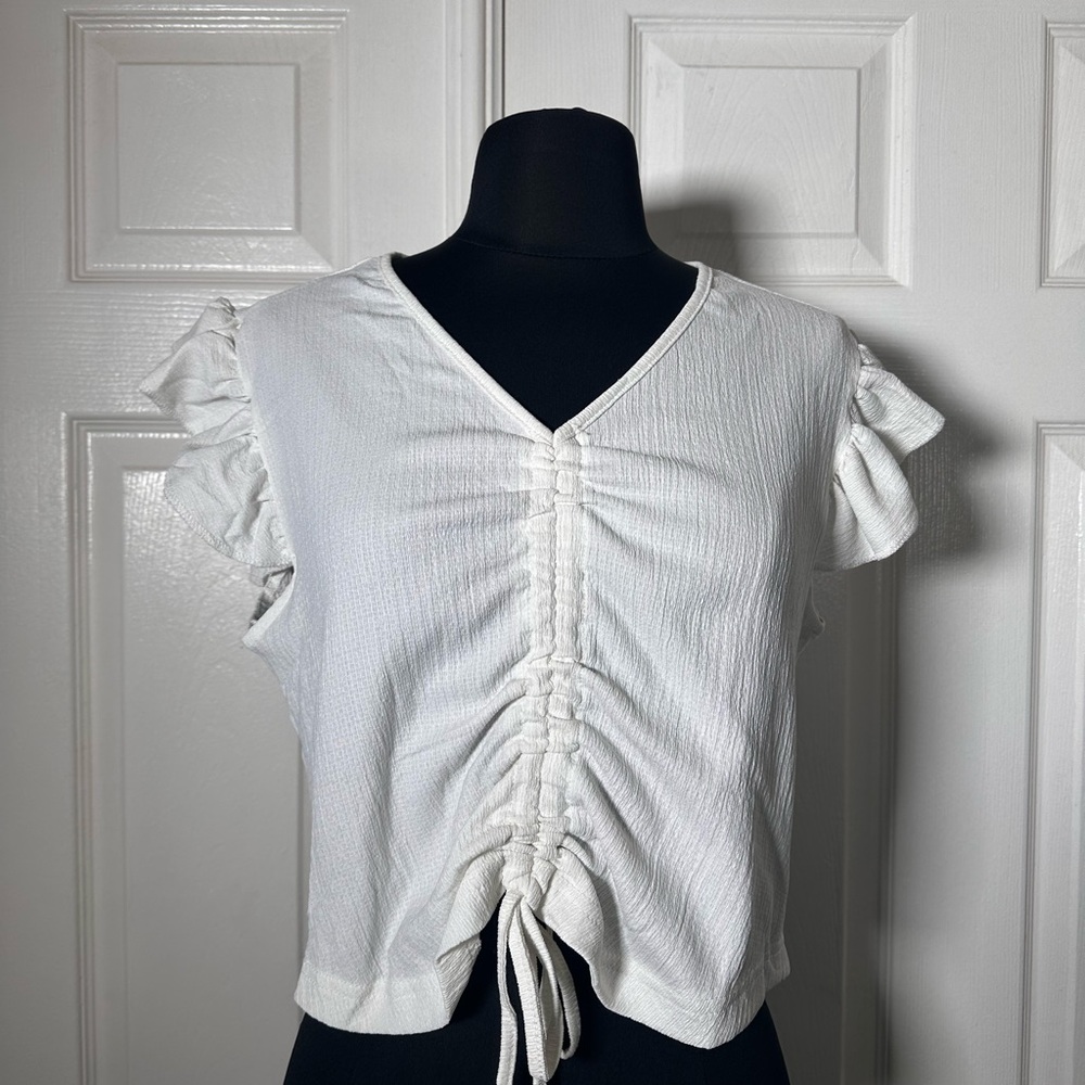 White Ruffled Sleeve Top